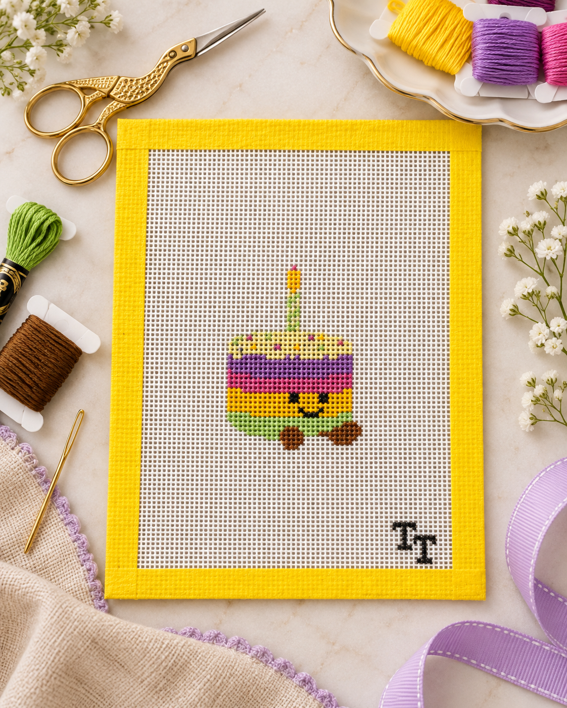 Birthday Cake Plushie Needlepoint