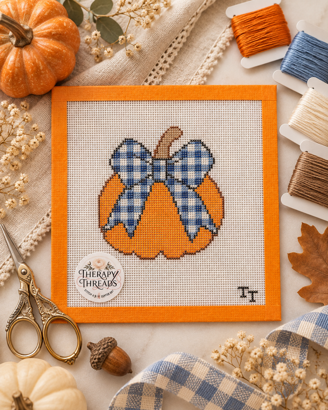 Pumpkin with Gingham Bow