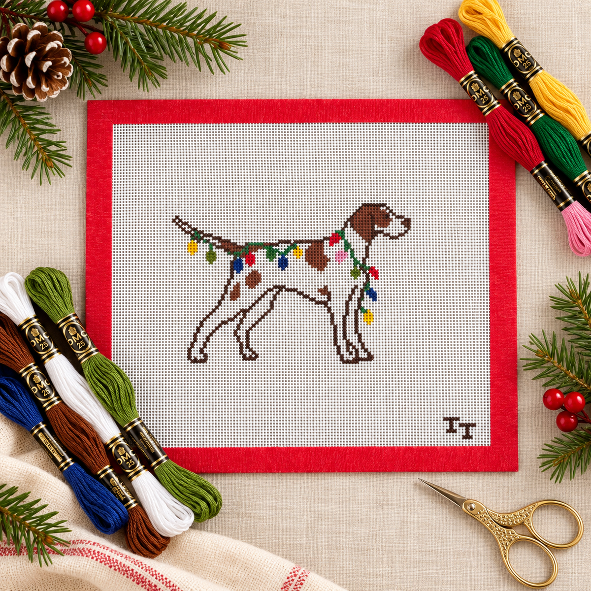 Christmas Dog Needlepoint Canvas