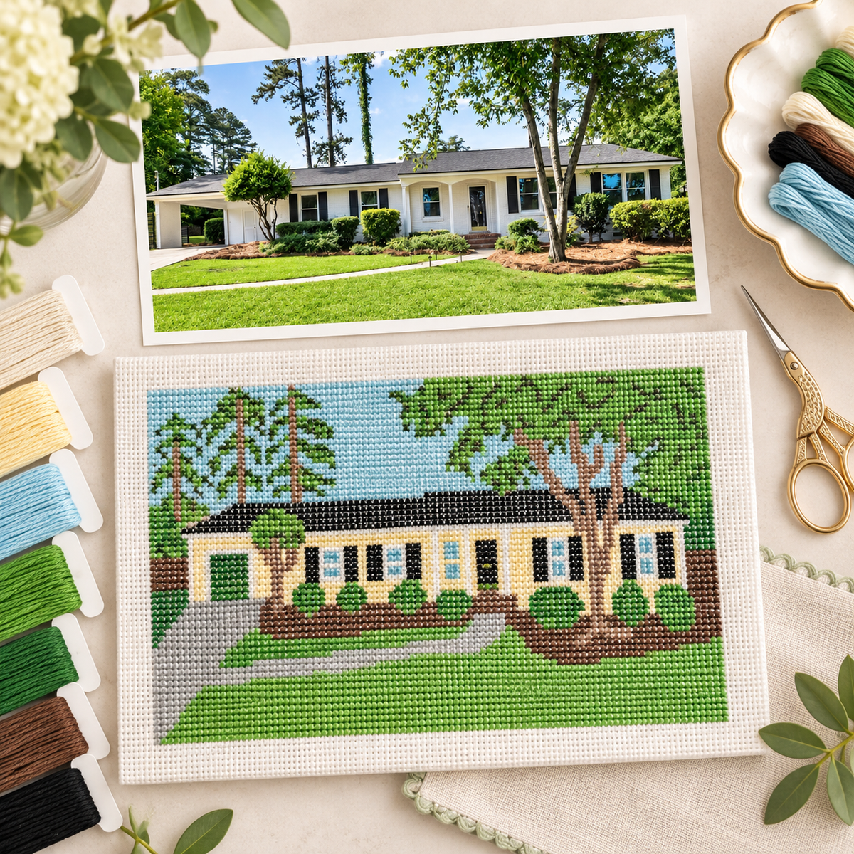 Custom Home Needlepoint Canvas